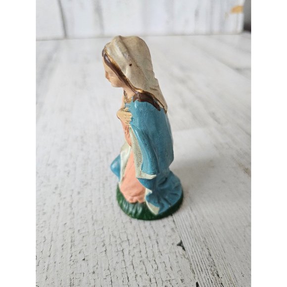 Vintage Mary virgin 4" praying nativity statue figurine religious Xmas decor - Picture 3 of 7